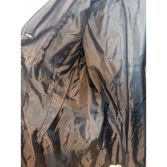 Vintage 90s/Y2K Outbrook Genuine Leather Longline Blazer Jacket Black Small - Picture 8 of 12